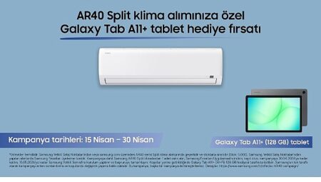 AR40 Serisi klima alanlara Galaxy Tab A11+ (Wi-Fi) tablet hediye fırsatı!